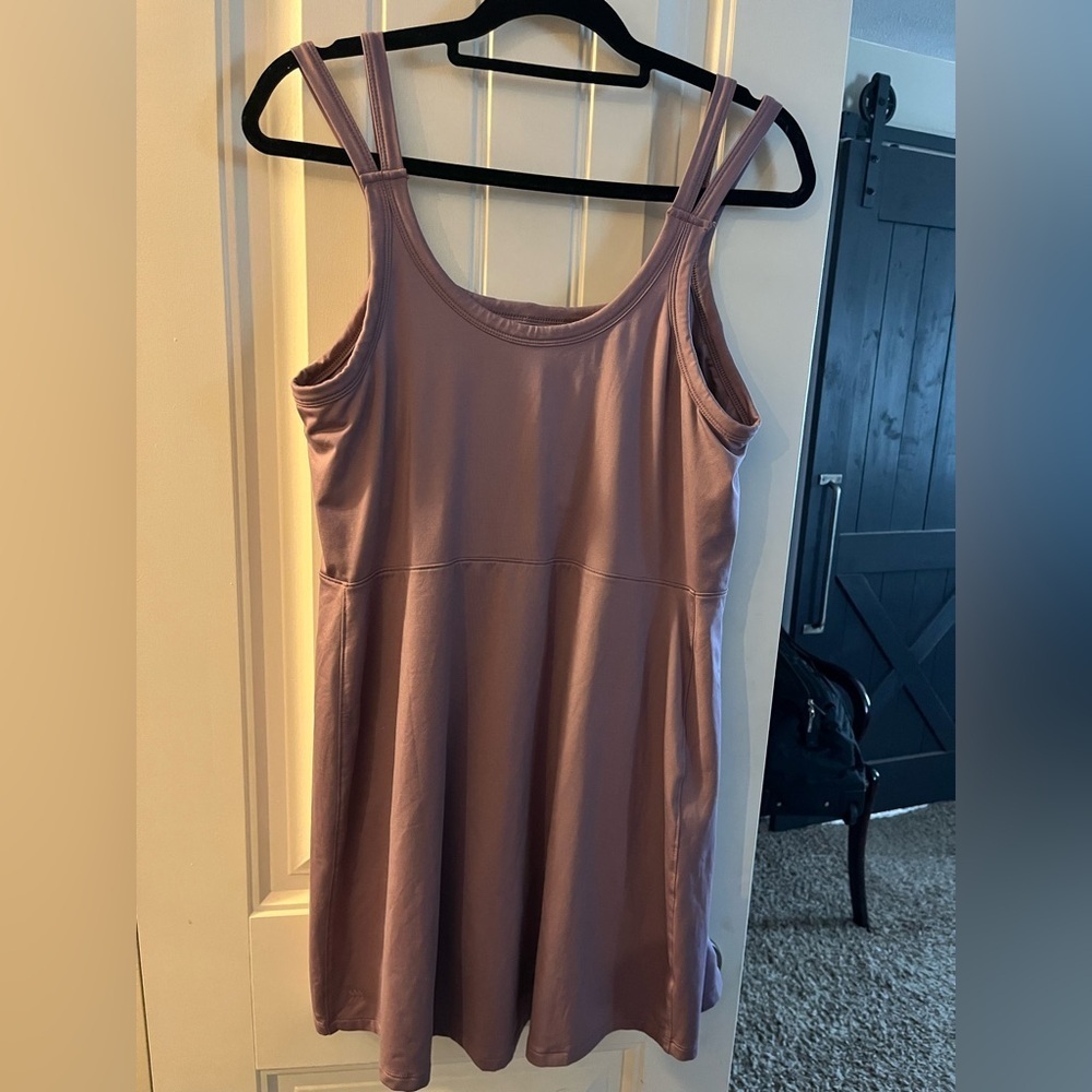 All in Motion Mauve tennis dress built in shorts & bra w/ removable pads, Large - Picture 2 of 7